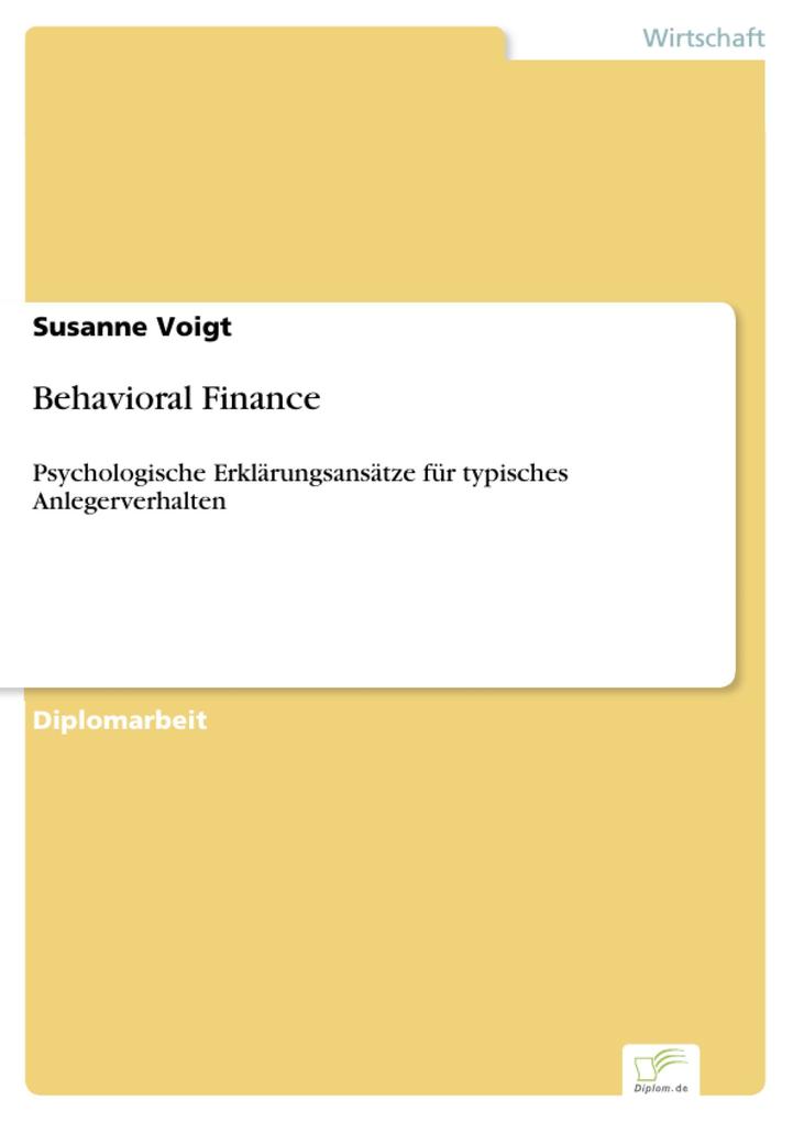 Behavioral Finance als eBook von Susanne Voigt - Diplom.de