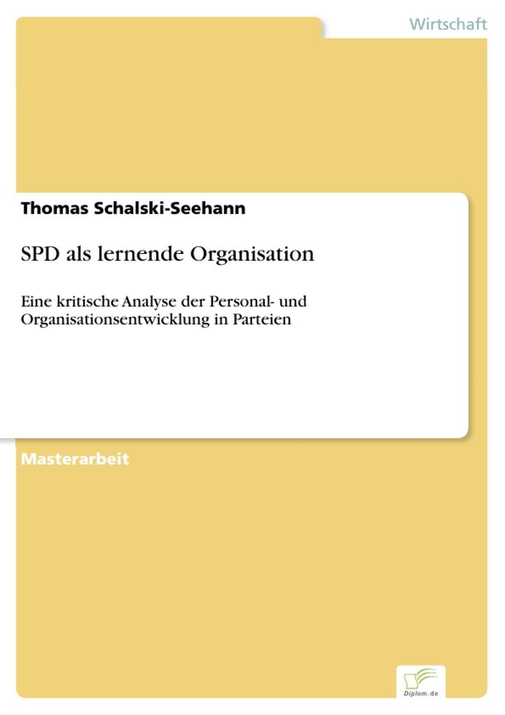 SPD als lernende Organisation als eBook von Thomas Schalski-Seehann - Diplom.de