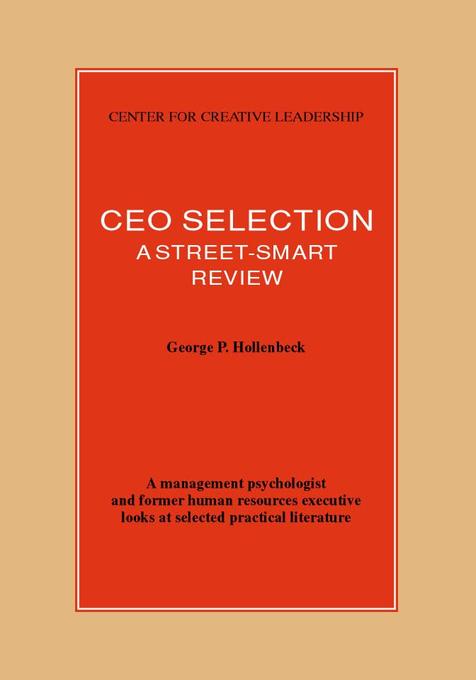CEO Selection als eBook von George P. Hollenbeck - Center for Creative Leadership