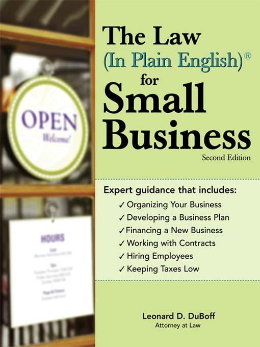 Law (In Plain English)® for Small Business als eBook von Leonard D DuBoff - Sourcebooks