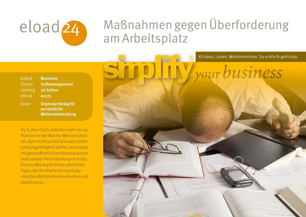 Maßnahmen gegen Überforderung am Arbeitsplatz als eBook von VNR - Orgenda - simplify your business - eload24 gmbh
