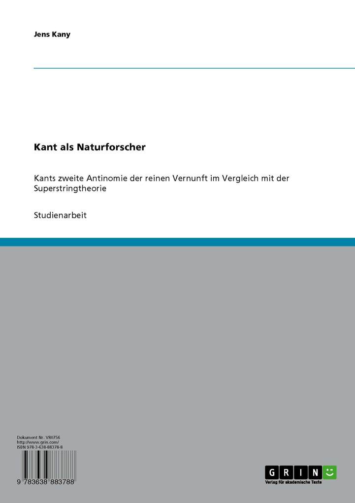 Kant als Naturforscher als eBook von Jens Kany - GRIN Verlag