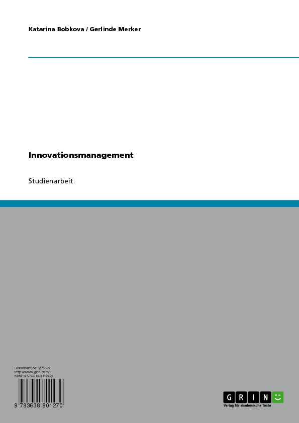Innovationsmanagement als eBook von Katarina Bobkova, Gerlinde Merker - GRIN Verlag