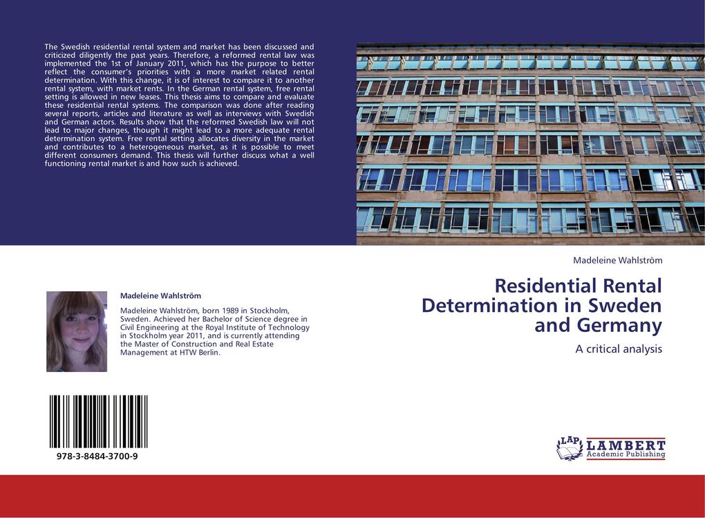 Residential Rental Determination in Sweden and Germany als Buch von Madeleine Wahlström - LAP Lambert Academic Publishing