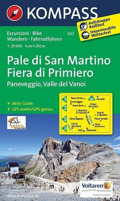 Pale di San Martino - Fiera di Primiero - Paneveggio - Valle del Vanoi: Wanderkarte mit KOMPASS-Lexikon und Radrouten. GPS-genau. 1:25000. Dt. /Ital. (KOMPASS Wanderkarte, Band 622)