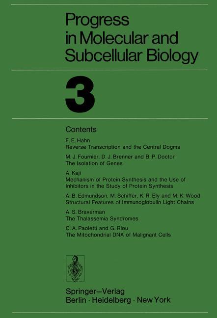 Progress in Molecular and Subcellular Biology 3 als Buch von Robert Rhoads - Springer