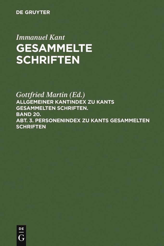 Personenindex zu Kants gesammelten Schriften als eBook von - Gruyter, Walter de GmbH