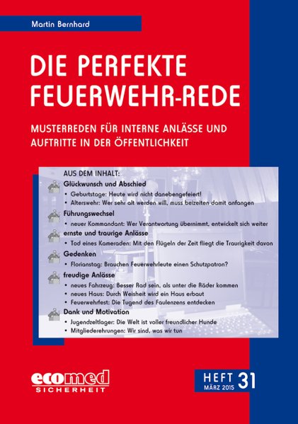 Die perfekte Feuerwehr-Rede Heft 31 als Buch von Martin Bernhard - ecomed