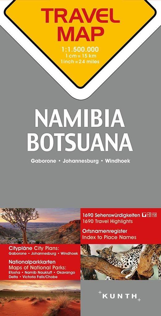 Reisekarte Namibia / Botsuana 1:1.500.000: Travel Map Namibia / Botswana