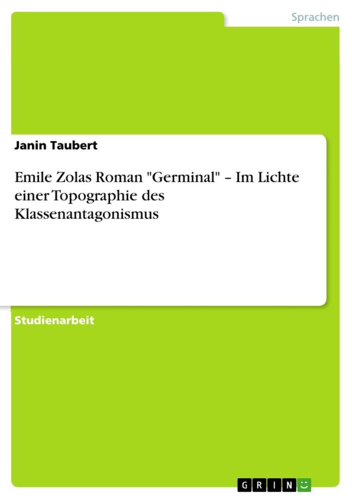 Emile Zolas Roman Germinal - Im Lichte einer Topographie des Klassenantagonismus - Janin Taubert