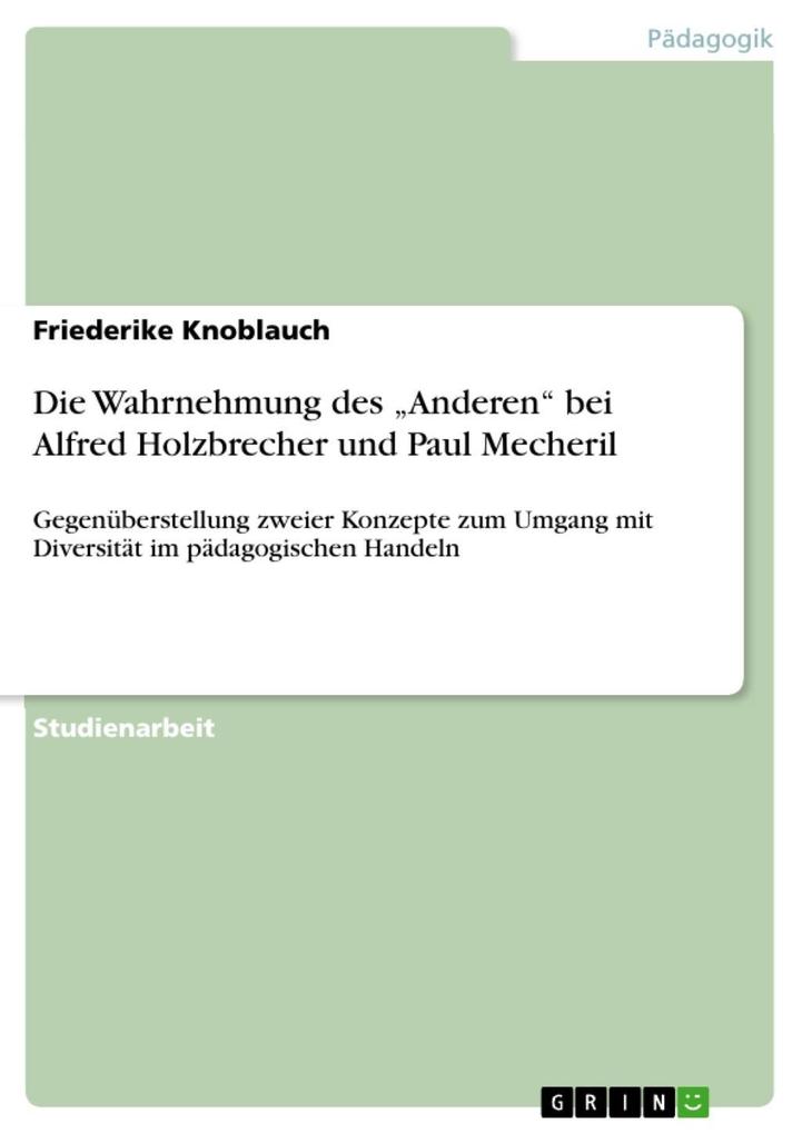 Die Wahrnehmung des Anderen bei Alfred Holzbrecher und Paul Mecheril - Friederike Knoblauch