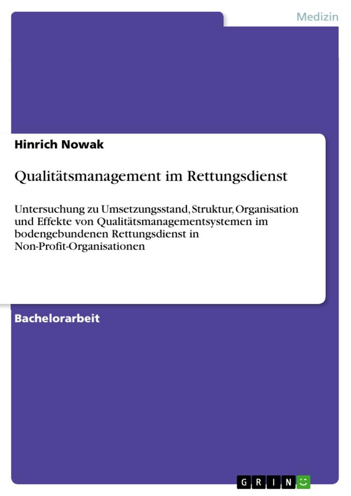 Qualitätsmanagement im Rettungsdienst - Hinrich Nowak