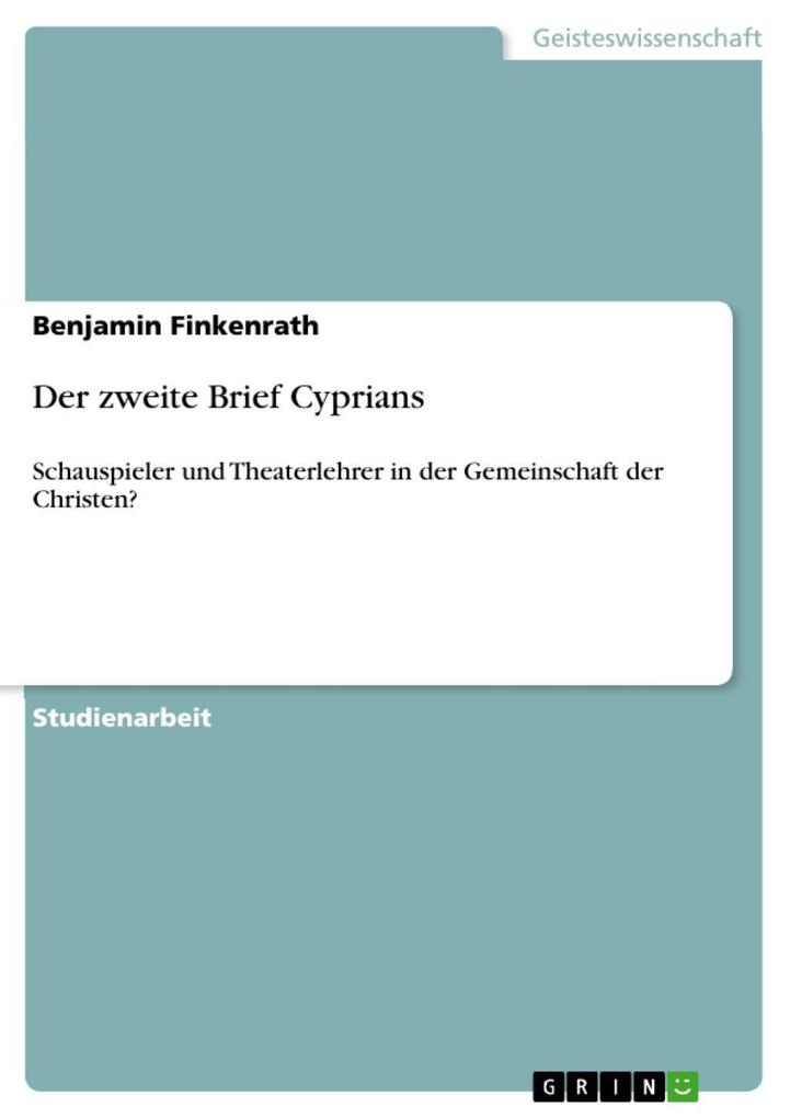 Der zweite Brief Cyprians - Benjamin Finkenrath