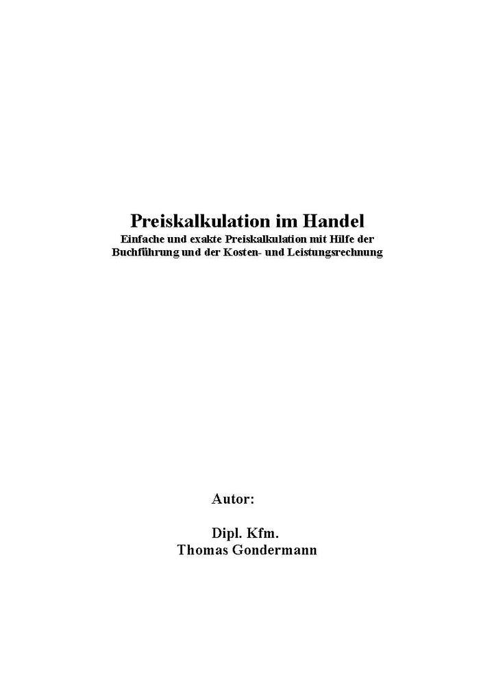 Preiskalkulation im Handel - Thomas Gondermann