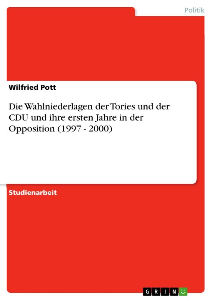 Die Wahlniederlagen der Tories und der CDU und ihre ersten Jahre in der Opposition (1997 - 2000)