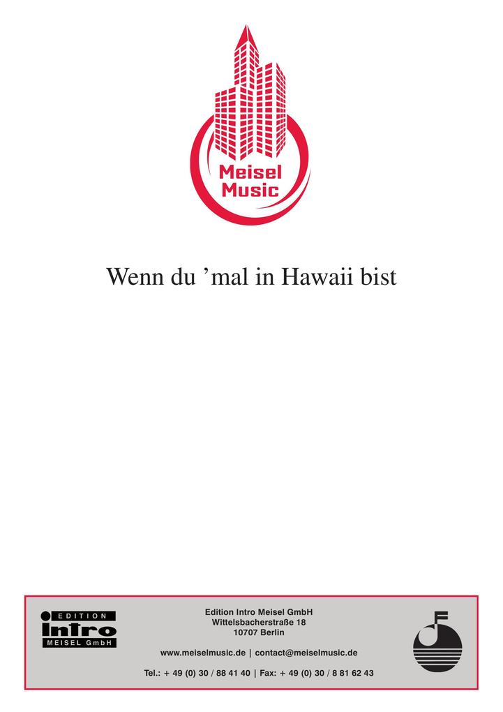 Wenn du mal in Hawai bist - Willy Rosen/ Kurt Schwabach