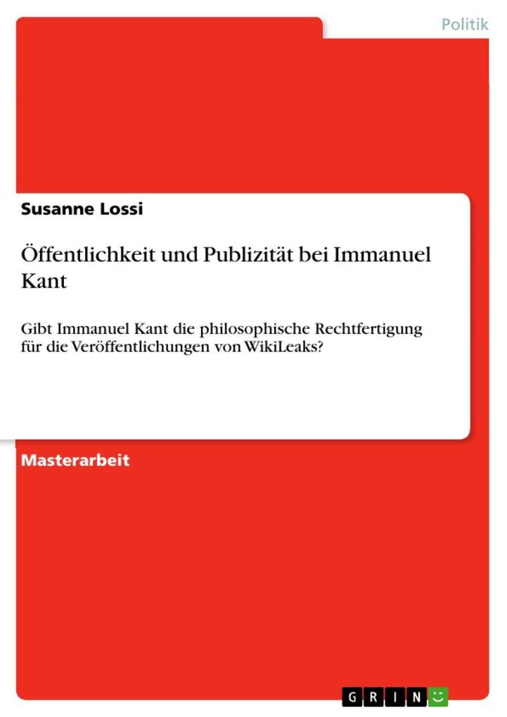 Öffentlichkeit und Publizität bei Immanuel Kant
