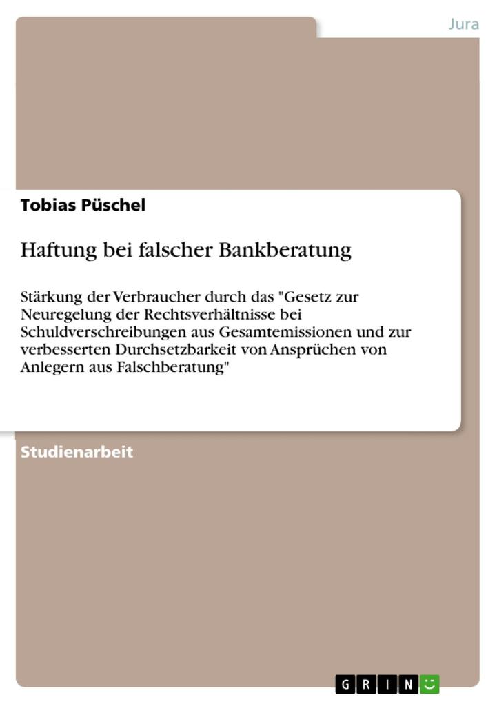 Haftung bei falscher Bankberatung - Tobias Püschel