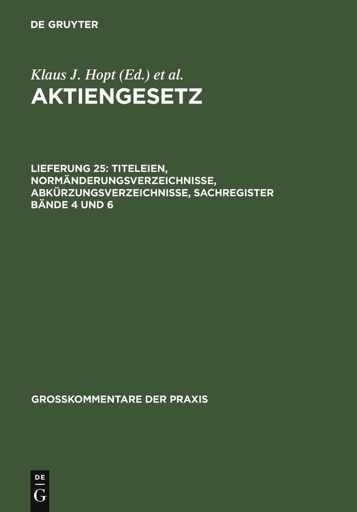 Titeleien, Normänderungsverzeichnisse, Abkürzungsverzeichnisse, Sachregister Bände 4 und 6 als eBook von - Gruyter, Walter de GmbH