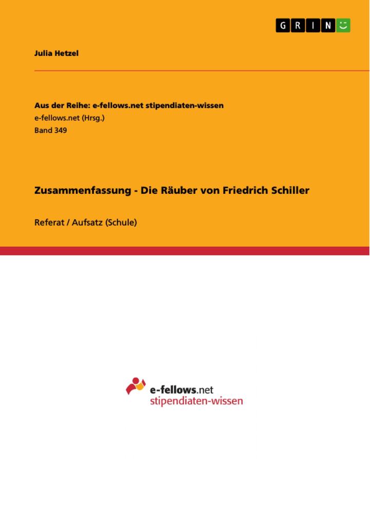Zusammenfassung - Die Räuber von Friedrich Schiller - Julia Hetzel