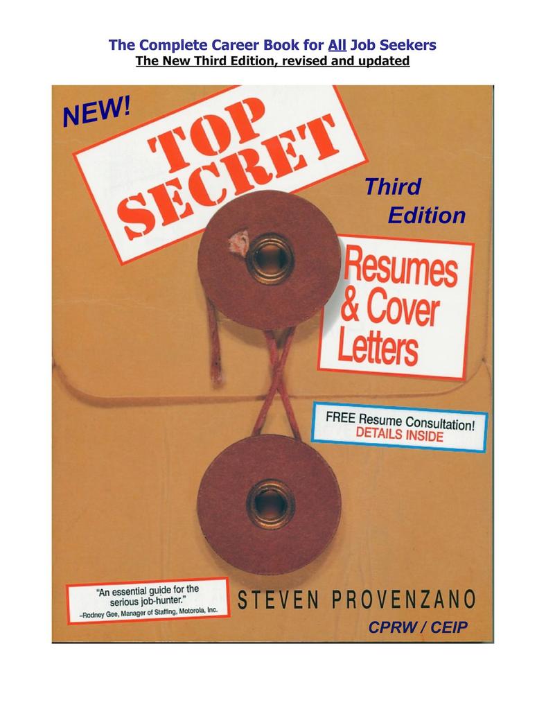 TOP SECRET Resumes & Cover Letters the Third Edition Ebook - Steven Provenzano