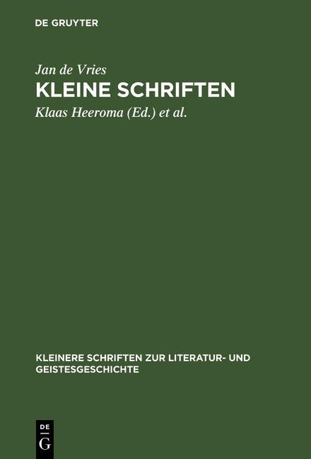 Kleine Schriften - Jan de Vries