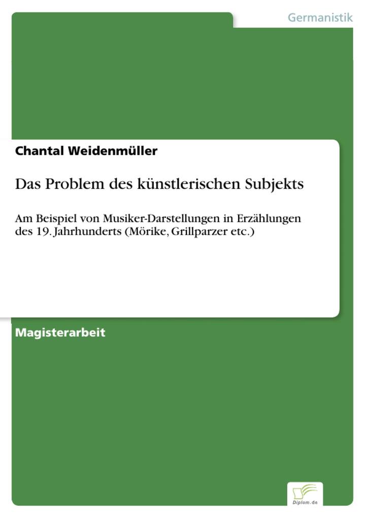 Das Problem des künstlerischen Subjekts - Chantal Weidenmüller