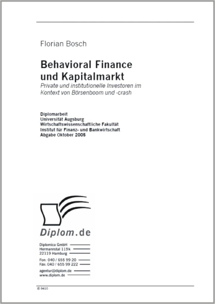 Behavioral Finance und Kapitalmarkt - Florian Bosch