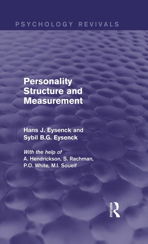 Personality Structure and Measurement (Psychology Revivals) - Sybil B. G. Eysenck
