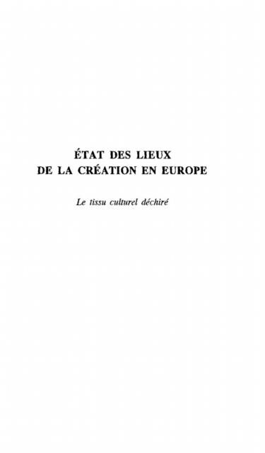 Etat des lieux de la creationen europe als eBook von SMIERS JOOST - Harmattan