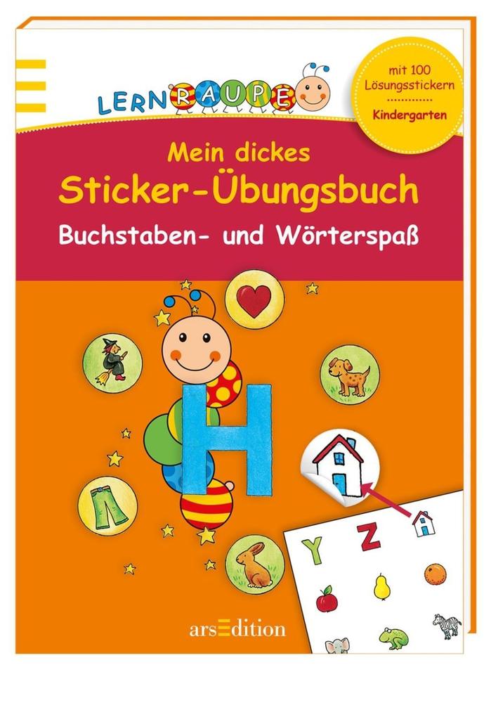 Kindergarten-Lernraupe: Mein dickes Sticker-Üb. Buchstaben