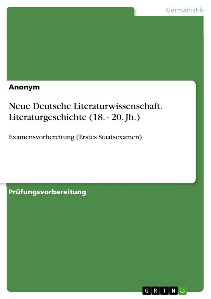 Neue Deutsche Literaturwissenschaft. Literaturgeschichte (18. - 20. Jh.) - Florian F.