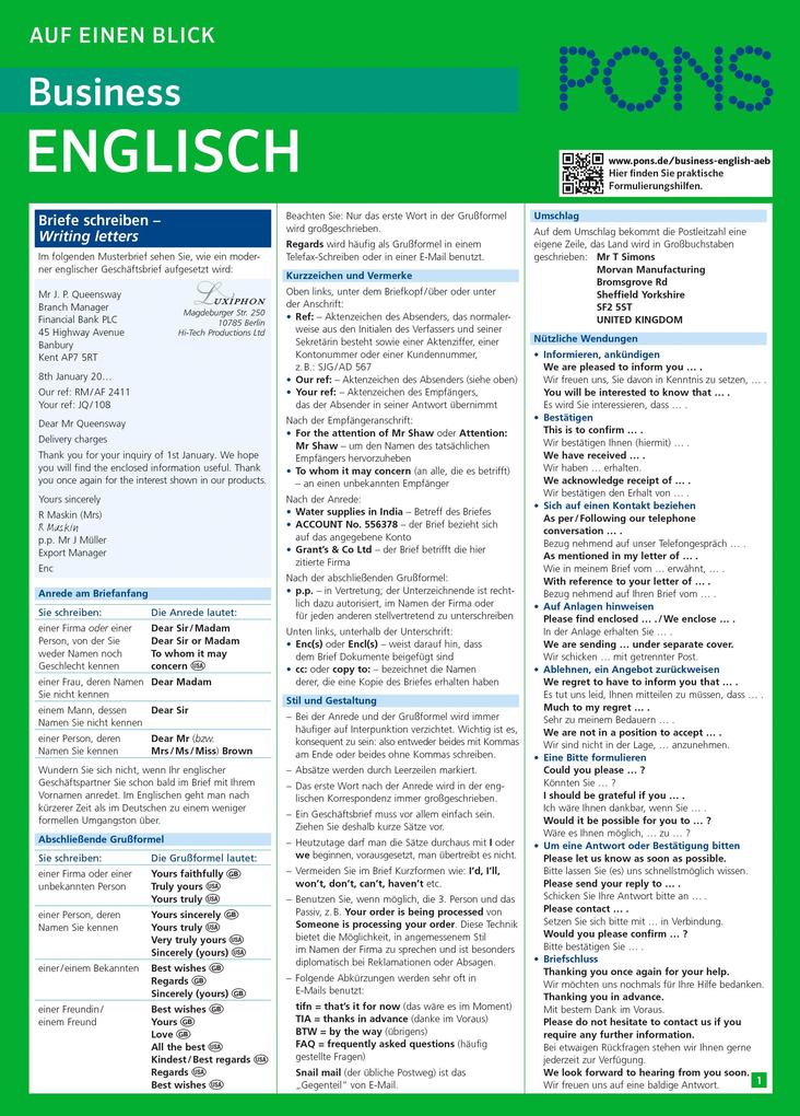 PONS Business English auf einen Blick: Die kompakte Übersicht für den Büroalltag (PONS auf einen Blick) - Bild 3