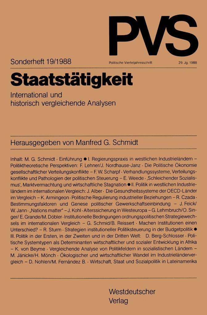 Staatstätigkeit - Manfred G. Schmidt