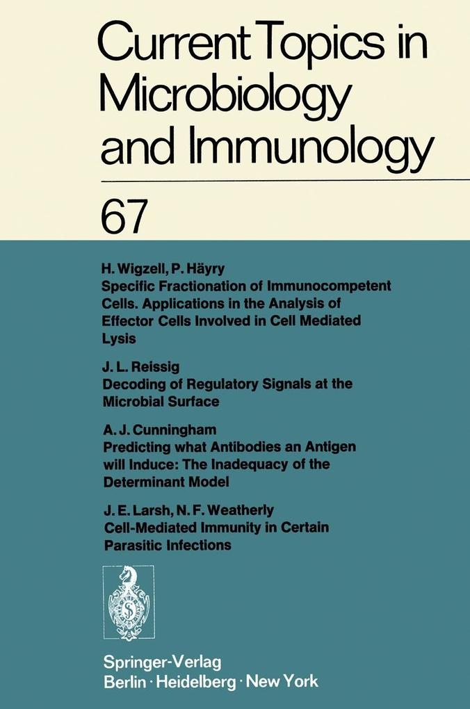 Current Topics in Microbiology and Immunology / Ergebnisse der Microbiologie und Immunitätsforschung - W. Arber/ R. Haas/ W. Henle/ P. H. Hofschneider/ J. H. Humphrey