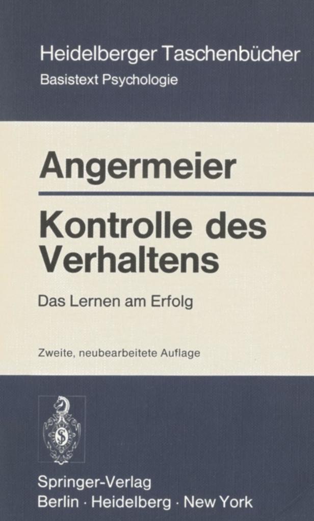Kontrolle des Verhaltens - Wilhelm F. Angermeier