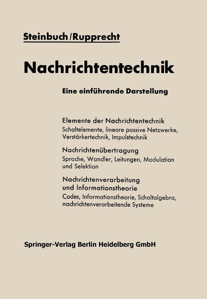 Nachrichtentechnik - Werner Rupprecht/ Karl Steinbuch