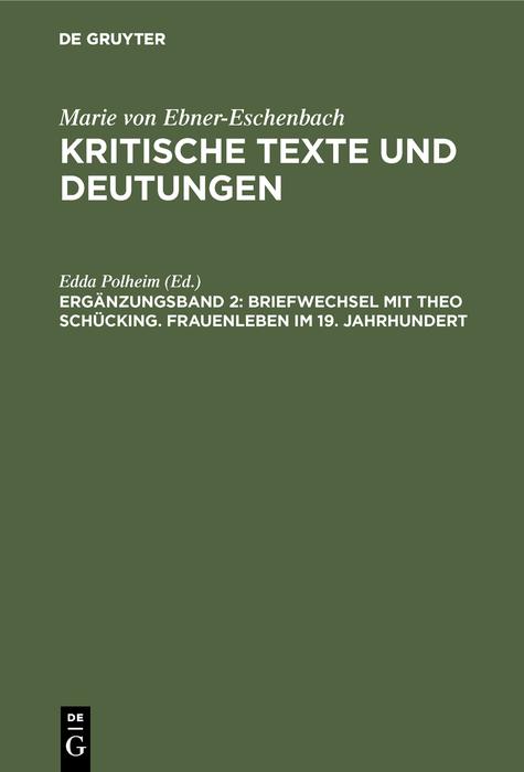 Briefwechsel mit Theo Schücking. Frauenleben im 19. Jahrhundert