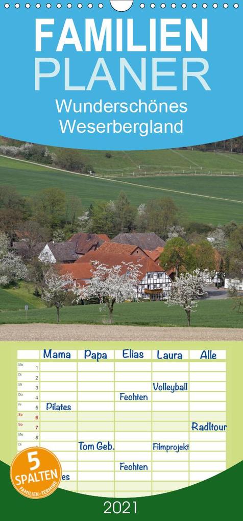 Wunderschönes Weserbergland - Familienplaner hoch (Wandkalender 2021  21 cm x 45 cm hoch)