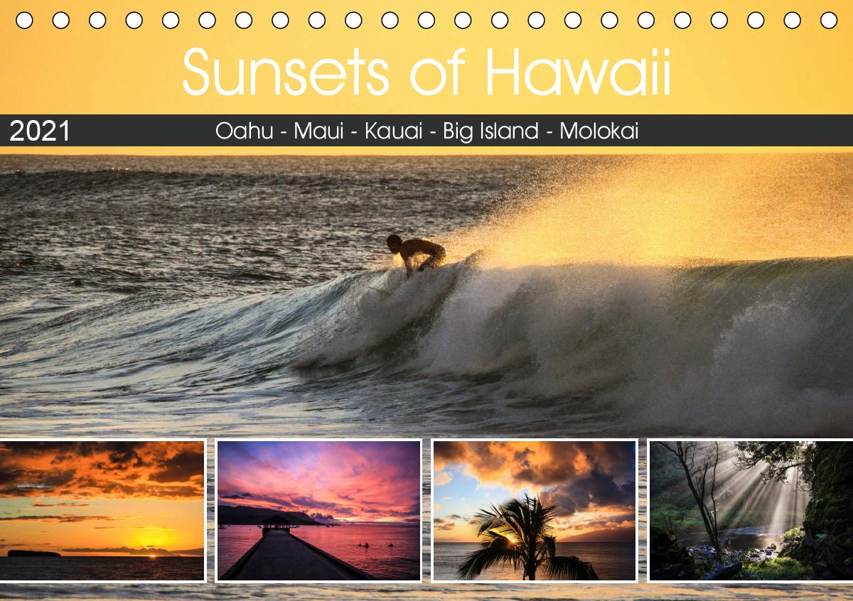 Sunsets of Hawaii (Tischkalender 2021 DIN A5 quer)