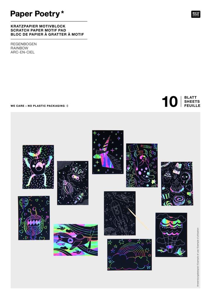 Rico Design Mehrfarbig/Schwarz Bastelpapier, Kratzpapier Motivblock, Din A5 Fsc Mix (10X) - Image 6
