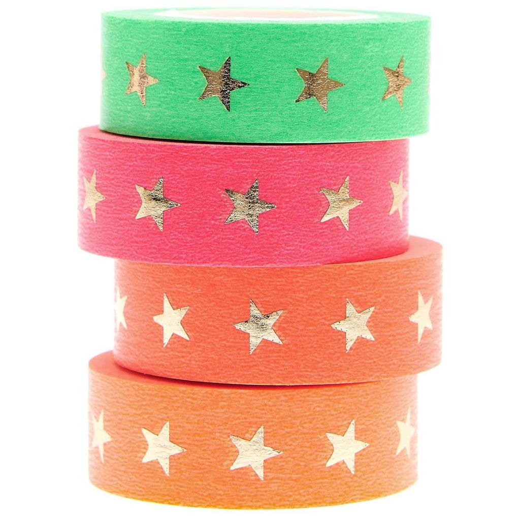 Rico Design Gold/Orange/Grün Washi Tape, Tape Set Neon, Sterne Fsc Mix.300484 - Image 5