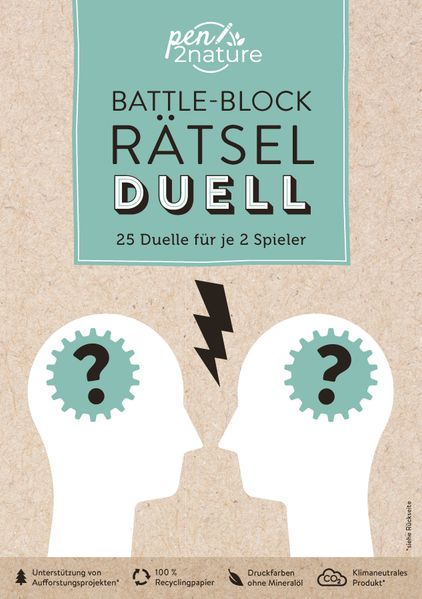 Battle-Block Rätsel-Duell | Spieleblock mit 25 Duellen für je 2 Spieler