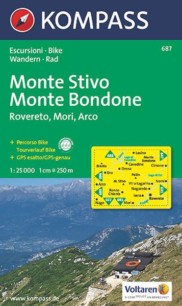 KOMPASS Wanderkarte 687 Monte Stivo - Monte Bondone - Rovereto - Mori - Arco
