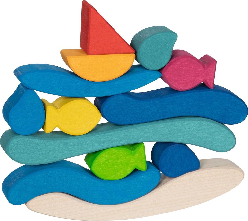Stapelspiel Wasserwelt | Stein türkis= 18,5 x 2 x 3 cm, Holz, 13 Teile, per Set - Image 10