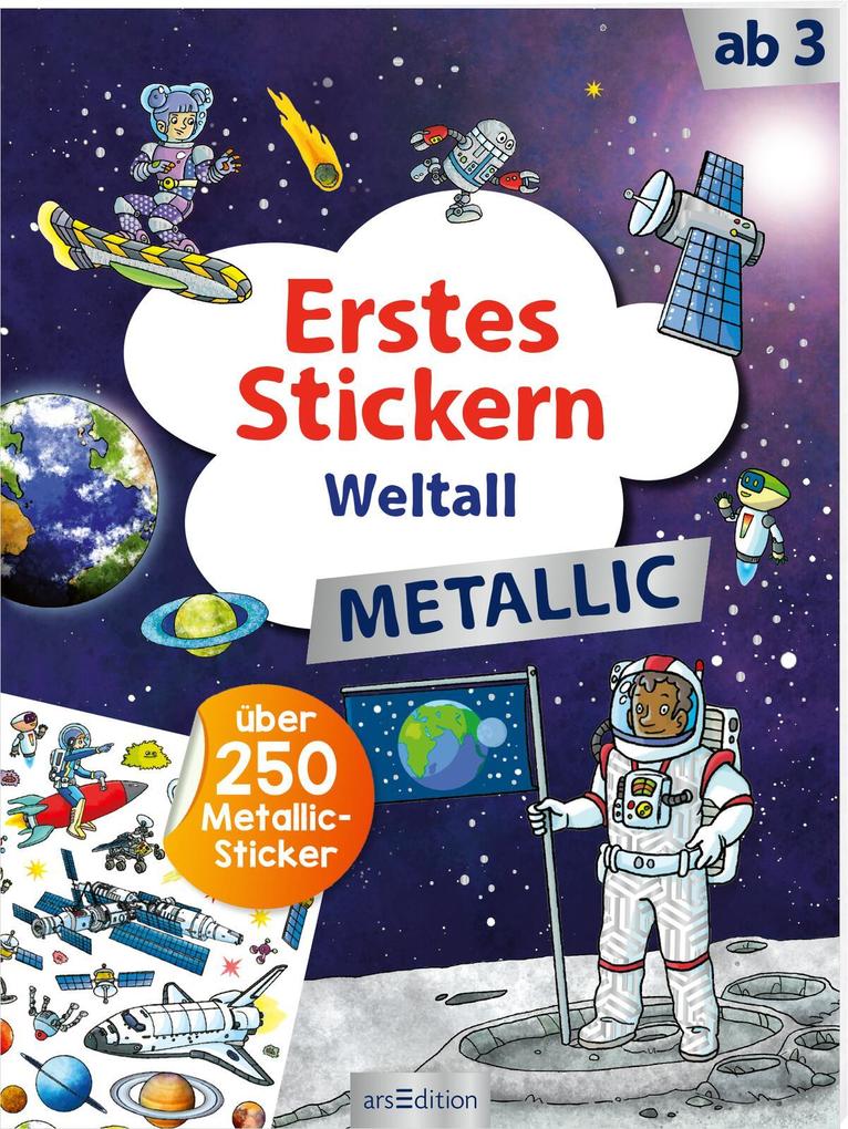 Ars Edition Erstes Stickern Metallic - Weltall - Bild 8