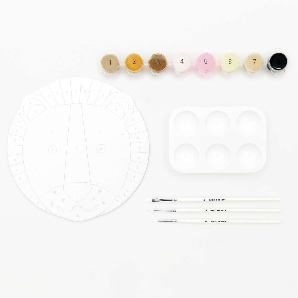 Rico Design Gmbh & Co.kg Malen Nach Zahlen Set Löwe Fsc 100% Inhalt: 1 Malkarton 8 Acrylfarben Für Ein Motiv 3 Pinsel 1 Malpalette