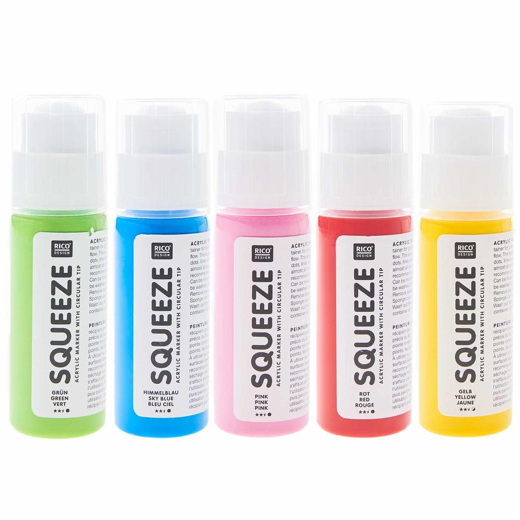 Rico Design Gmbh & Co.kg Gelb/Rot/Grün Squeeze Marker 5X60ml Regenbogen Set ( / Pink / / Himmelblau / Grün) - Image 6