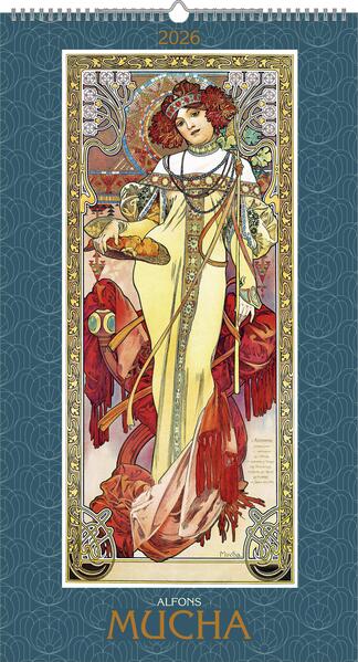 Alfons Mucha 2026 - Bild-Kalender 33x60 cm - Kunstkalender - mit stilvollem Glitzereffekt - Jugendstil - Wandkalender - Alpha Edition