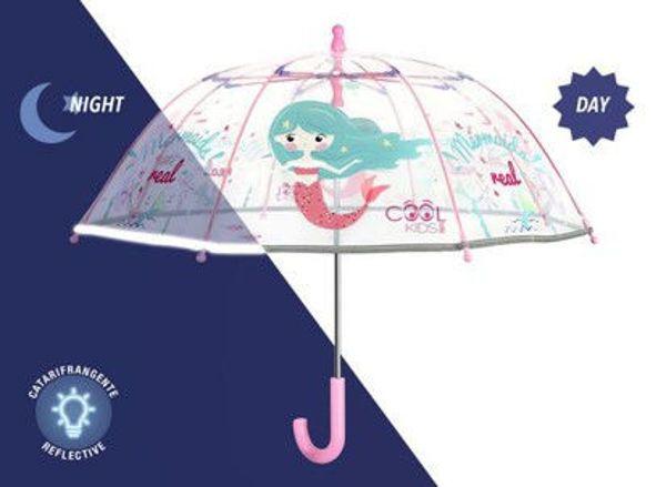Triton-X Glow In The Dark Kinderschirm Cool Kids Mermaid Transparent 42/8 Manuell - Image 3